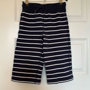 Hanna Andersson Navy and White Striped Cotton Tie Waist Shorts